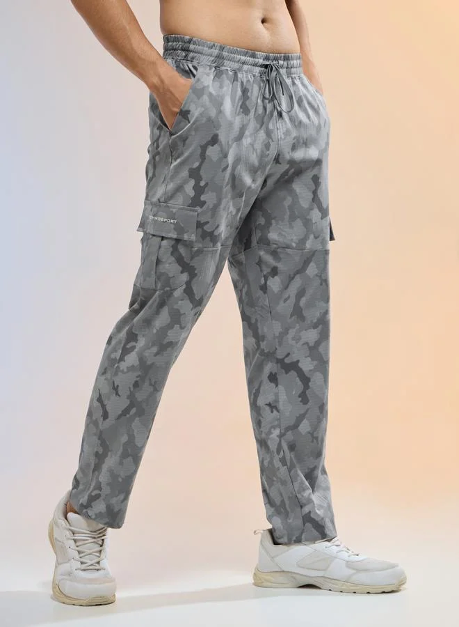 Technosport Men Printed Straight Fit Sports Cargo Trackpants